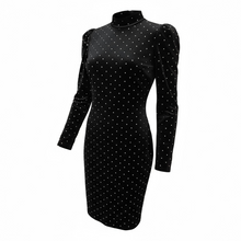 Load image into Gallery viewer, Retro Sunset Blvd Black Studded Velvet Dress