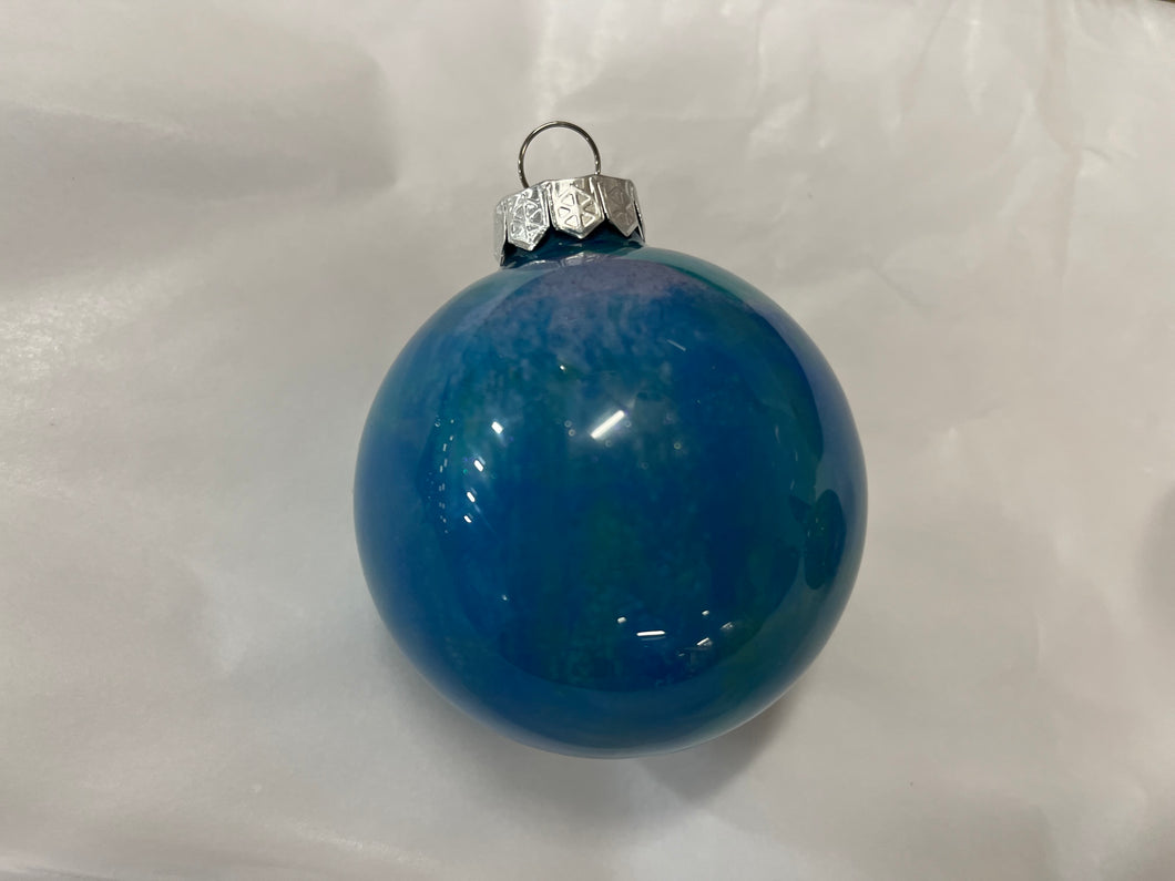 Hand-painted Glass Ornament - Blue