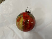 Load image into Gallery viewer, Hand-oainted Glass Ornament - Red, Gold, Green
