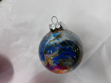 Load image into Gallery viewer, Hand-painted Glass Ornament - Multi-colored Blue, White, Red, Green

