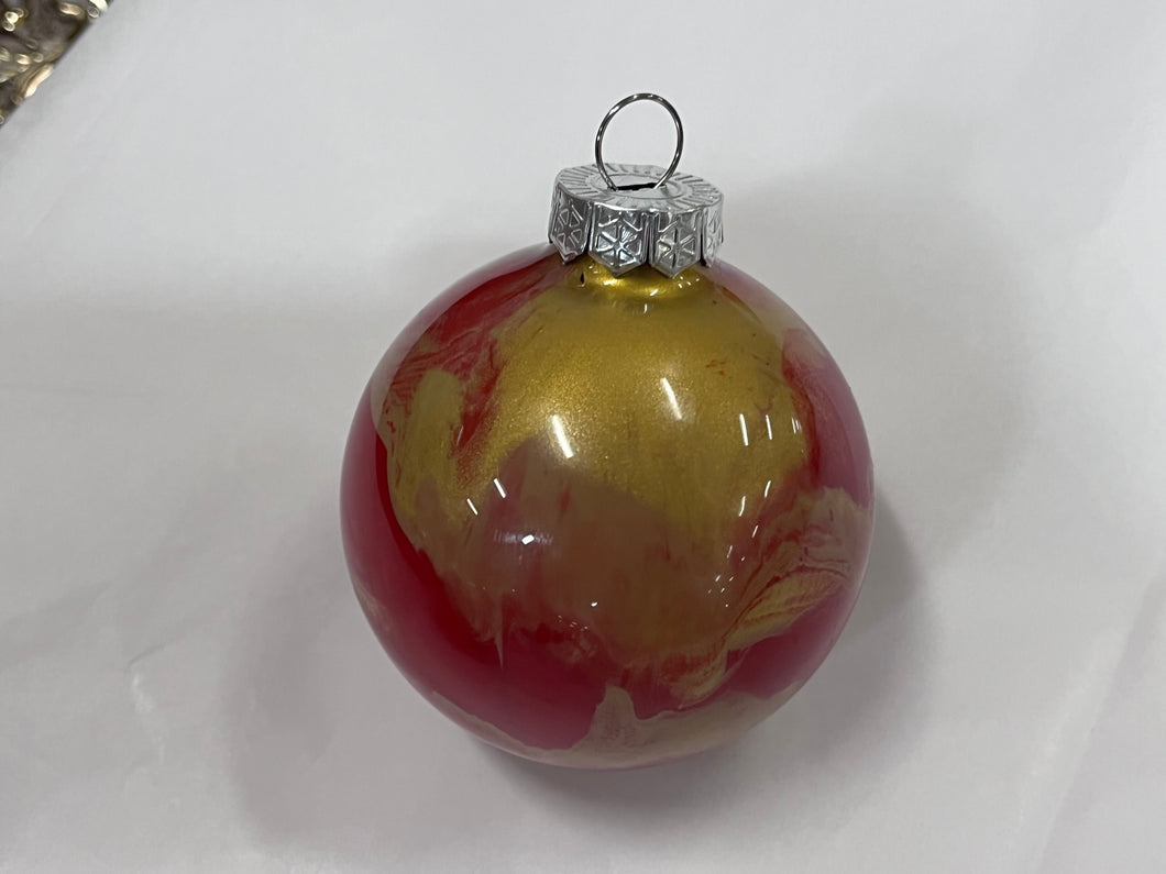 Hand-painted Glass Ornament - Red & Gold