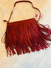 Load image into Gallery viewer, Red Fringe Purse with Gold Chain
