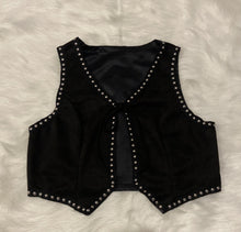 Load image into Gallery viewer, Studded Black Suede Vest w/ Tie Front
