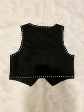 Load image into Gallery viewer, Studded Black Suede Vest w/ Tie Front
